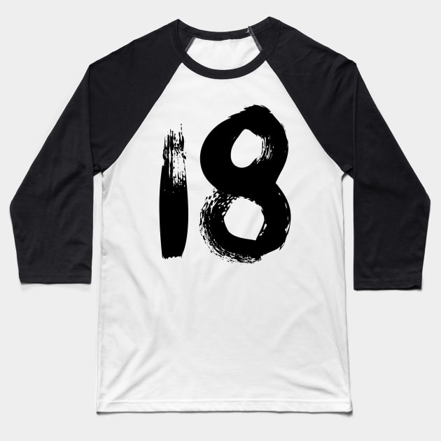 Number 18 Baseball T-Shirt by Erena Samohai